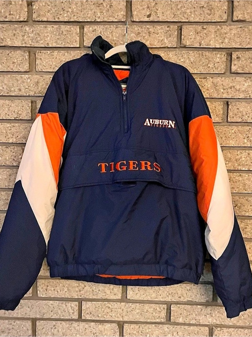 Vintage 90s Auburn Tigers Griff Athletics Hooded Pullover Jacket Large NCAA